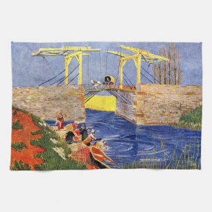 Langlois Bridge at Arles by Vincent van Gogh Kitchen Towel