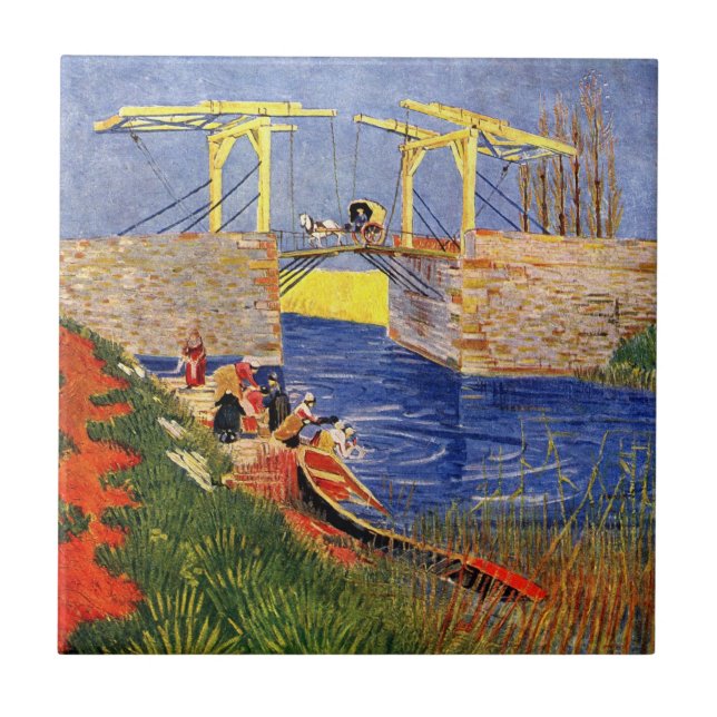 Langlois Bridge at Arles by Vincent van Gogh Tile (Front)
