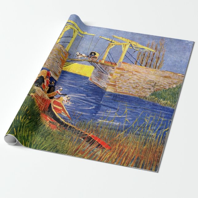 Langlois Bridge at Arles by Vincent van Gogh Wrapping Paper (Unrolled)