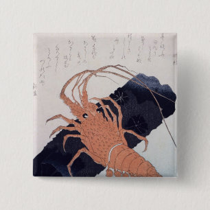 Langoustine with a Block of Charcoal, c.1830 2 Inch Square Button