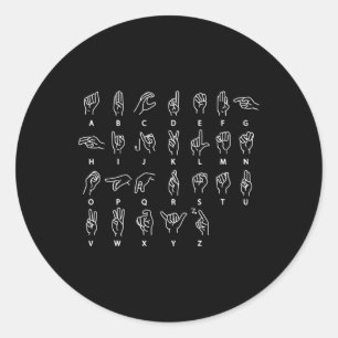 Language Alphabet Deaf Mute Asl Deaf Awareness Mon Classic Round Sticker
