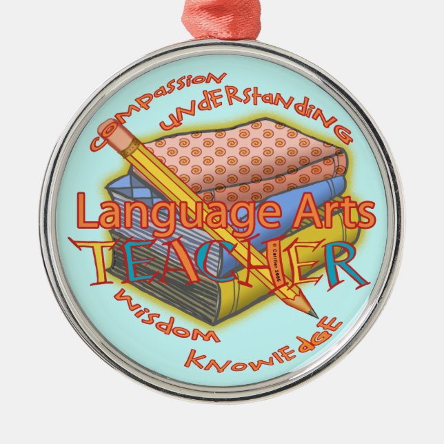 Language Arts Teacher deluxe round ornament (Front)