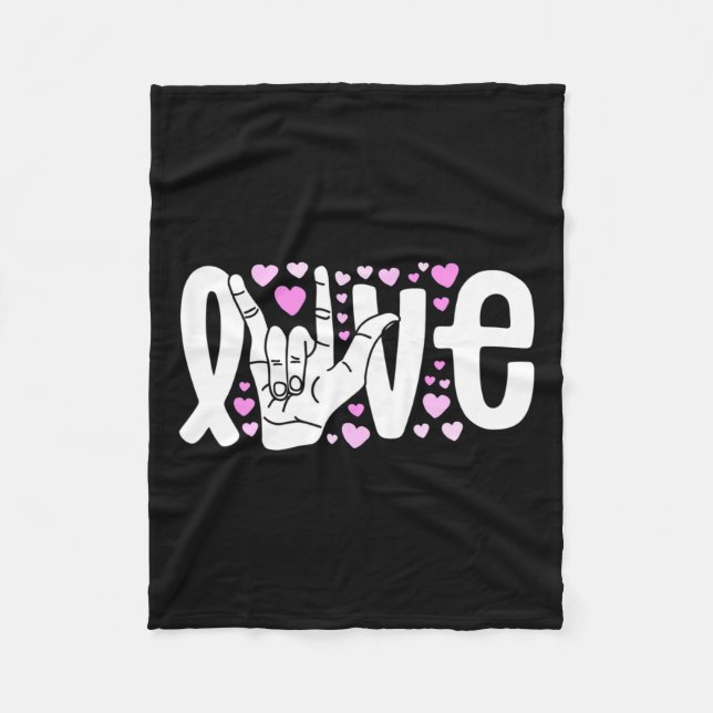 Language Love Asl Be Kind Deaf Awareness  Fleece Blanket (Front)