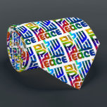 Language of Peace/Hebrew/English/Arabic Tie<br><div class="desc">Beautiful tie featuring a rainbow hued symbol of Peace in English,  Arabic,  and Hebrew.</div>