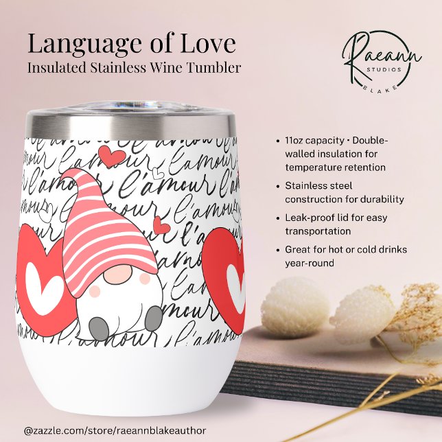 Langue d'amour Acier inoxydable Tumbler vin (Créateur téléchargé)