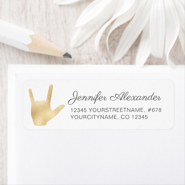 Langue des signes I Love You Gold Faux Foil Étique (En situation)