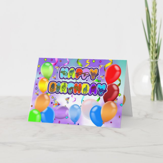 Langue Sourde Bonne Carte de voeux d'anniversaire (Devant)
