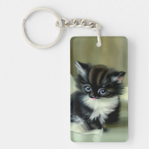 Langue vintage de Kitten noir et blanc