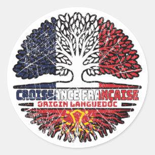 Languedoc Lengadòc French France Tree Roots Flag Classic Round Sticker