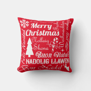 Langues de Joyeux Noël rouges et coussin vert