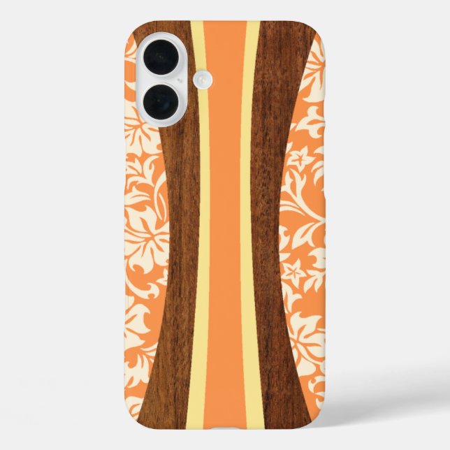 Laniakea Hawaiian Faux Wood Surfboard In Orange Case-Mate iPhone Case (Back)