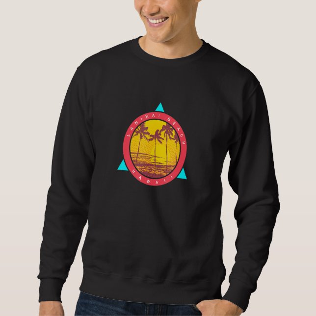 Lanikai Beach Hawaii Palm Trees Sunset Sweatshirt (Front)
