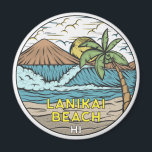 Lanikai Beach Hawaii Vintage Magnet<br><div class="desc">Lanikai Beach hand drawn illustration with mountains and ocean waves in the background. Perfect for anyone who loves to visit Lanikai Beach.</div>