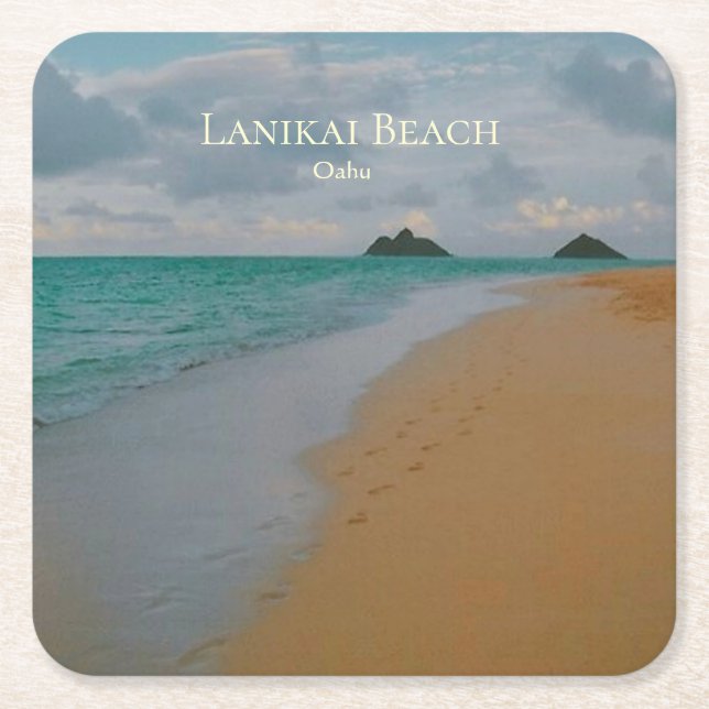 Lanikai Beach, Oahu, Hawaii Square Paper Coaster (Front)