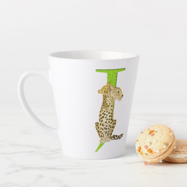 L'animal ABC J est pour jaguar latte mug (En situation)