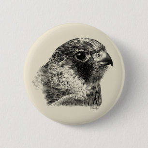 Lanner Falcon Drawing 2 Inch Round Button