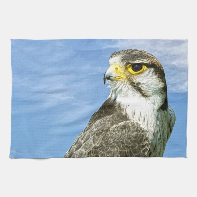 Lanner Falcon perched Kitchen Towel (Horizontal)