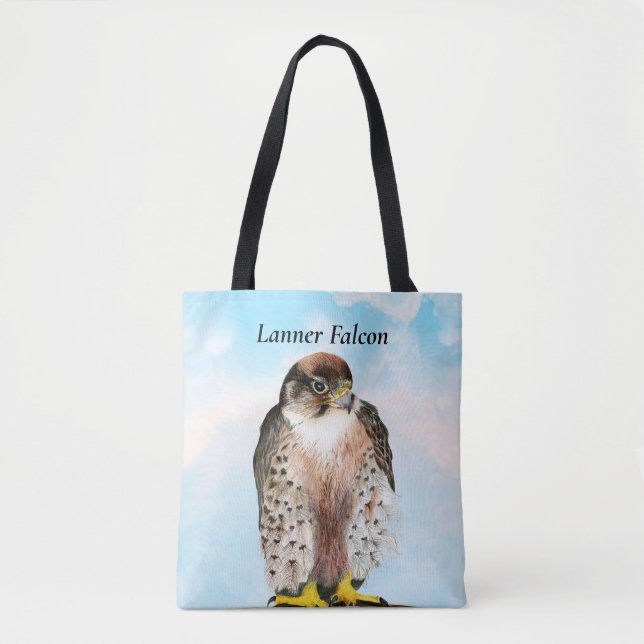 Lanner Falcon Watercolor Painting Tote (Front)