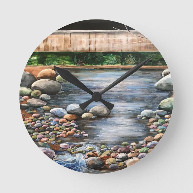 Lanscape The Brook  Handpainted Original Art Roun Round Clock (Front)