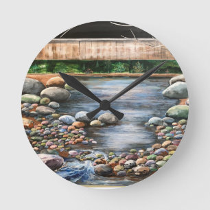  Lanscape The Brook  Handpainted Original Art Round Clock
