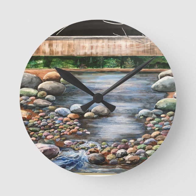  Lanscape The Brook  Handpainted Original Art Round Clock (Front)