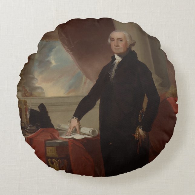 Lansdowne Portrait: US President George Washington Round Pillow (Front)