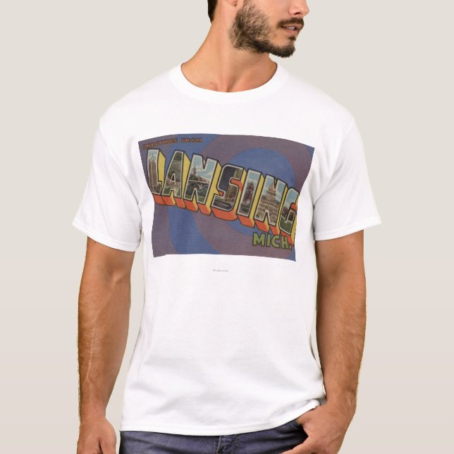 Lansing, Michigan - Large Letter Scenes T-Shirt (Front)