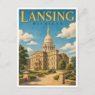 Lansing Michigan State Capitol GeoSaga Postcard