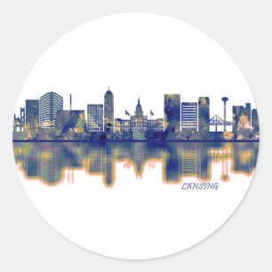 Lansing Skyline Classic Round Sticker