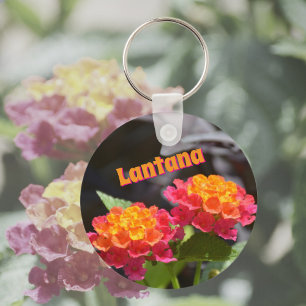 Lantana Bright Colorful Botanical Flowers Keychain