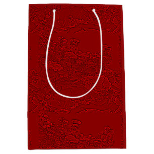 Lantana Floral Red Design Medium Gift Bag