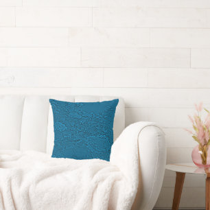Lantana Floral Teal Blue Design Throw Pillow