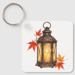 Lantern and Autumn Leaves Keychain