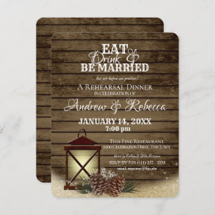 Lantern and Pine Cones Rehearsal Dinner Invitation