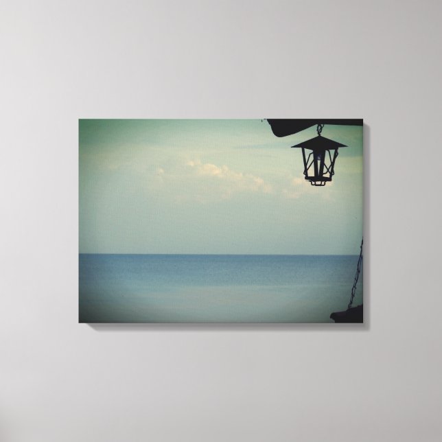 Lantern and the sea Photo Stretched Canvas Print (Front)