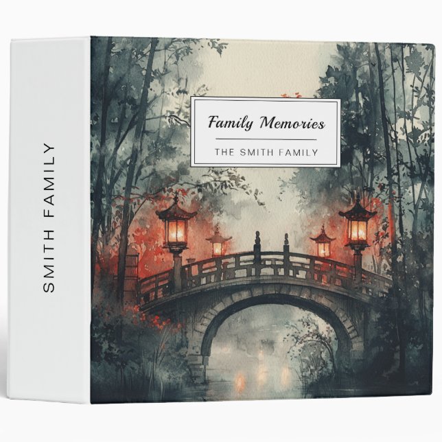 Lantern Bridge Moonlight Watercolor Binder (Front/Spine)