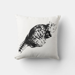 Lantern Glow Feline Throw Pillow