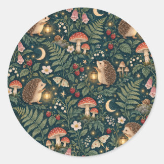 Lantern Hedgehog Night Garden Classic Round Sticker