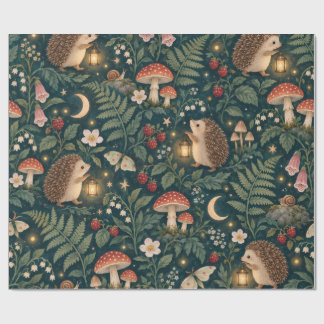 Lantern Hedgehog Night Garden Wrapping Paper