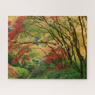 Lantern in Autumn at Portland Japanese Garden Jigsaw Puzzle