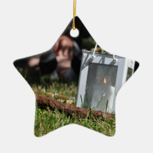 Lantern of light ceramic ornament