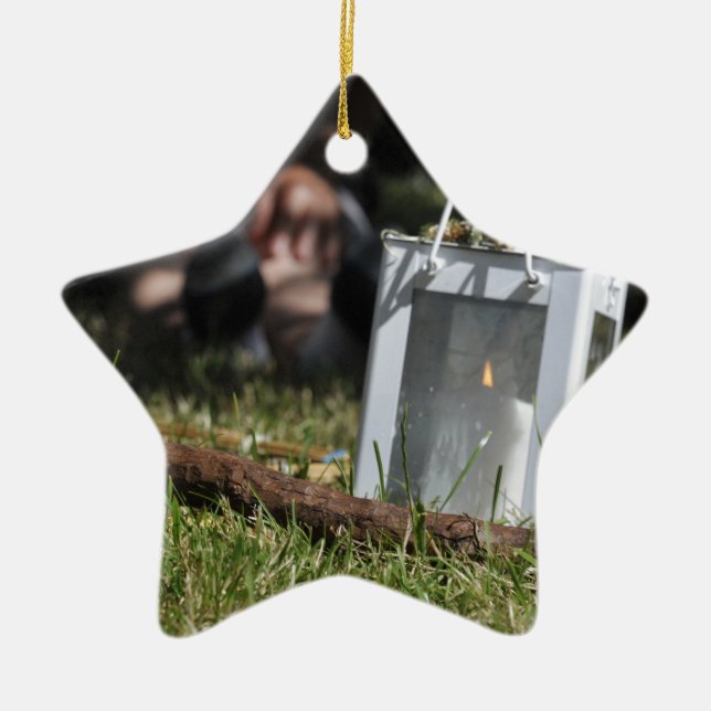 Lantern of light ceramic ornament (Front)