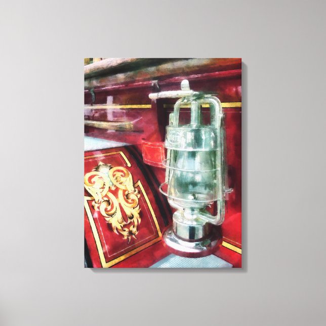 Lantern on Old Fire Truck Canvas Print (Front)