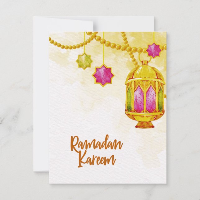 Lantern Ramadan Kareem Muslim  Card (Front)