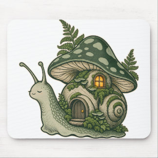 Lantern Snail Mushroom Cottage Mousepad