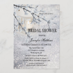 Lantern Snow Winter Bridal Shower Invitation