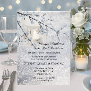Lantern Snow Winter Post Wedding Party Invitation
