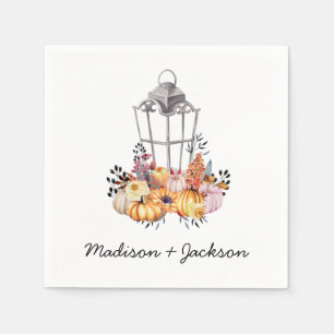 Lantern Watercolor Autumn Personalized Napkin