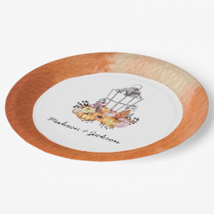 Lantern Watercolor Autumn Personalized Paper Plate