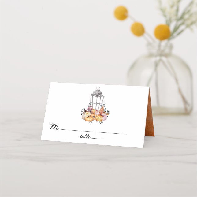 Lantern Watercolor Wedding Personalized Place Card (Front)